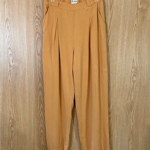 Elegant Gold Wide Leg Dress Pants
